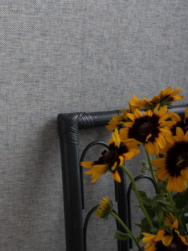 Stitch Two Tone  Grasscloth Wallpaper in Indigo Cream Hot on Sale