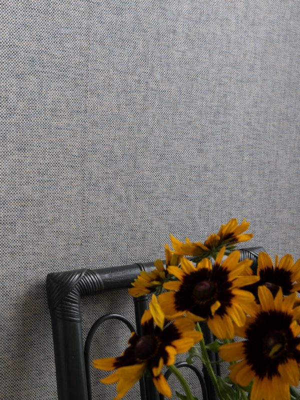 Stitch Two Tone  Grasscloth Wallpaper in Indigo Cream Hot on Sale