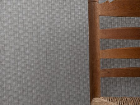 Stitch Two Tone  Grasscloth Wallpaper in Asphalt Cream For Sale