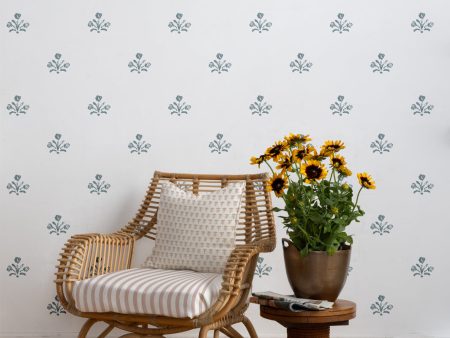 Bennett Large  Wallpaper by Sugar Paper - Harbor on White For Sale