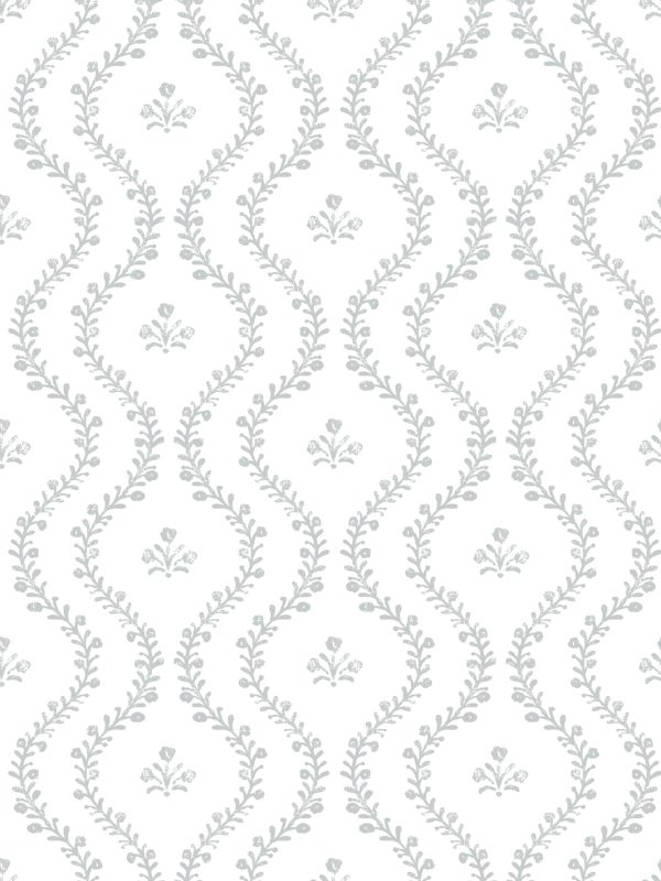 Bennett Vine (White Ground)  Wallpaper by Sugar Paper - Silver Sage Online Hot Sale