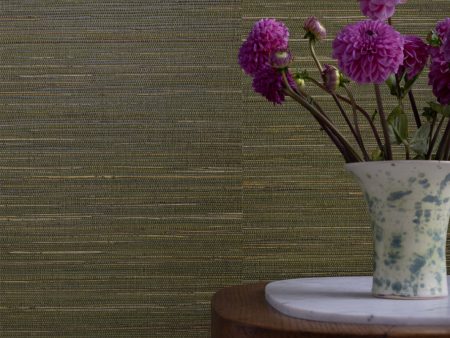 Woven Two Tone  Grasscloth Wallpaper in Duck Cheap