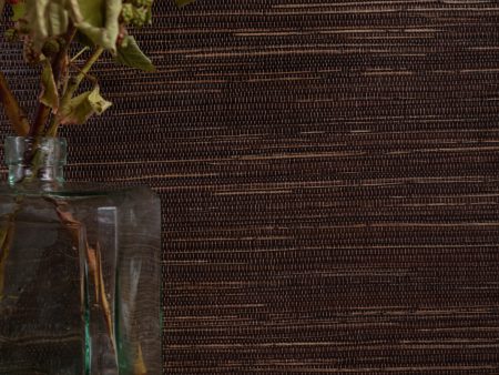 Woven Two Tone  Grasscloth Wallpaper in Cocoa For Sale