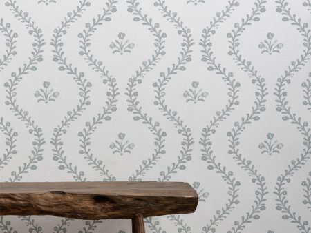 Bennett Vine (White Ground)  Wallpaper by Sugar Paper - Silver Sage Online Hot Sale