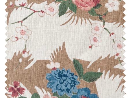 Dora Chintz  Linen Fabric by Nathan Turner - Saddle Green Cheap