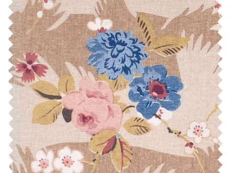 Dora Chintz  Linen Fabric by Nathan Turner - Taupe Mustard Online now