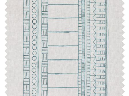 Doodle Stripe  Linen Fabric by Nathan Turner - Seafoam For Discount