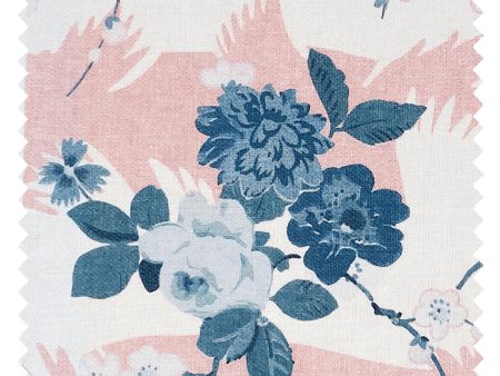 Dora Chintz  Linen Fabric by Nathan Turner - Shell Blue Online Sale