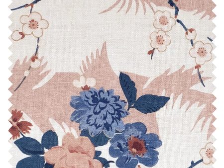 Dora Chintz  Linen Fabric by Nathan Turner - Pink Blue Online now